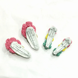 Three colour Flower and Pink Flower Clip set - Totdot