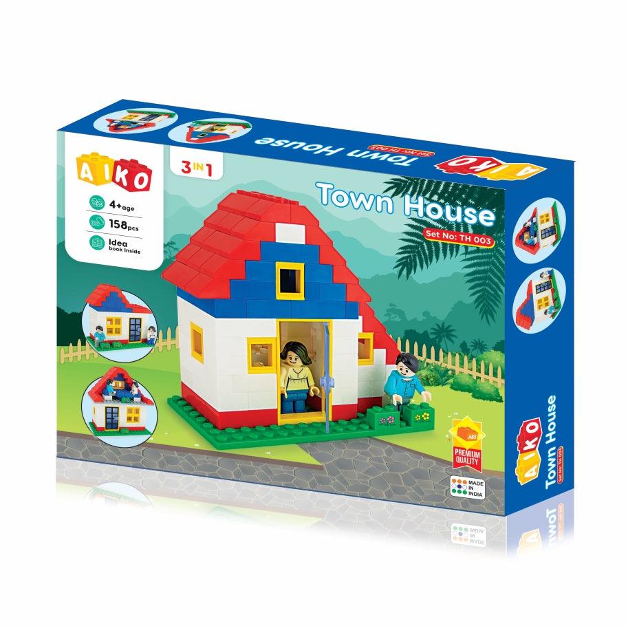 Aiko Town House - 158-piece building block set for kids, promoting creative play and STEM learning.