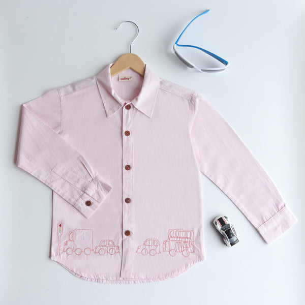 Traffic Embroidered Formal Shirt - Light Pink - Totdot