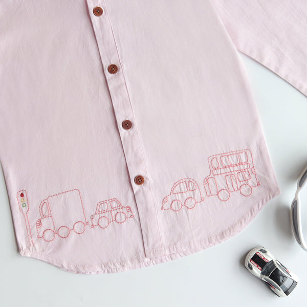 Traffic Embroidered Formal Shirt - Light Pink - Totdot