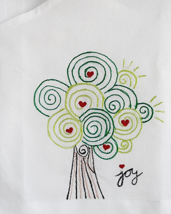 Tree- Organic Cotton Sleevelesss EmbroideredUnisex Baby Jhabla - Totdot