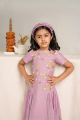 Twinkle Twinkle- Lavender Chanderi Silk Hand Embroidered Dress - Totdot