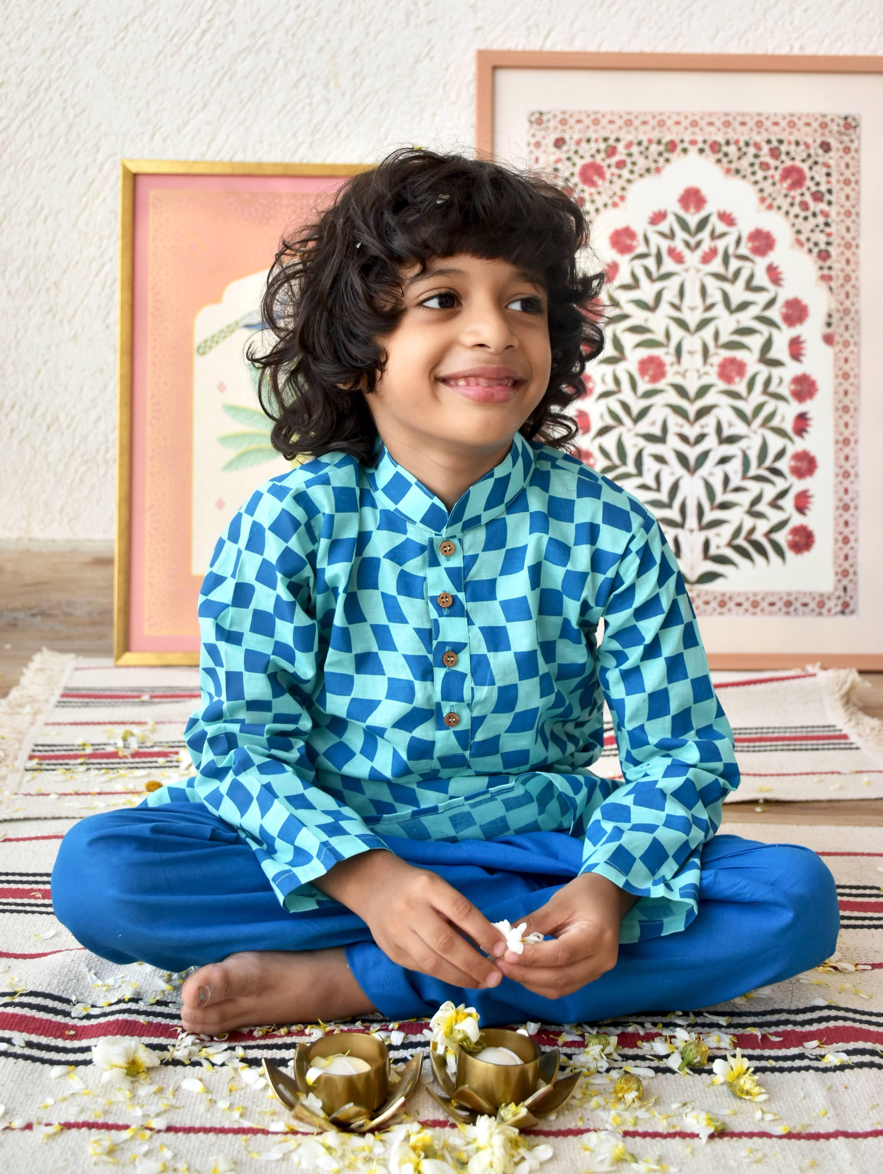 Tyohaar Boys Kurta- Nila - Totdot