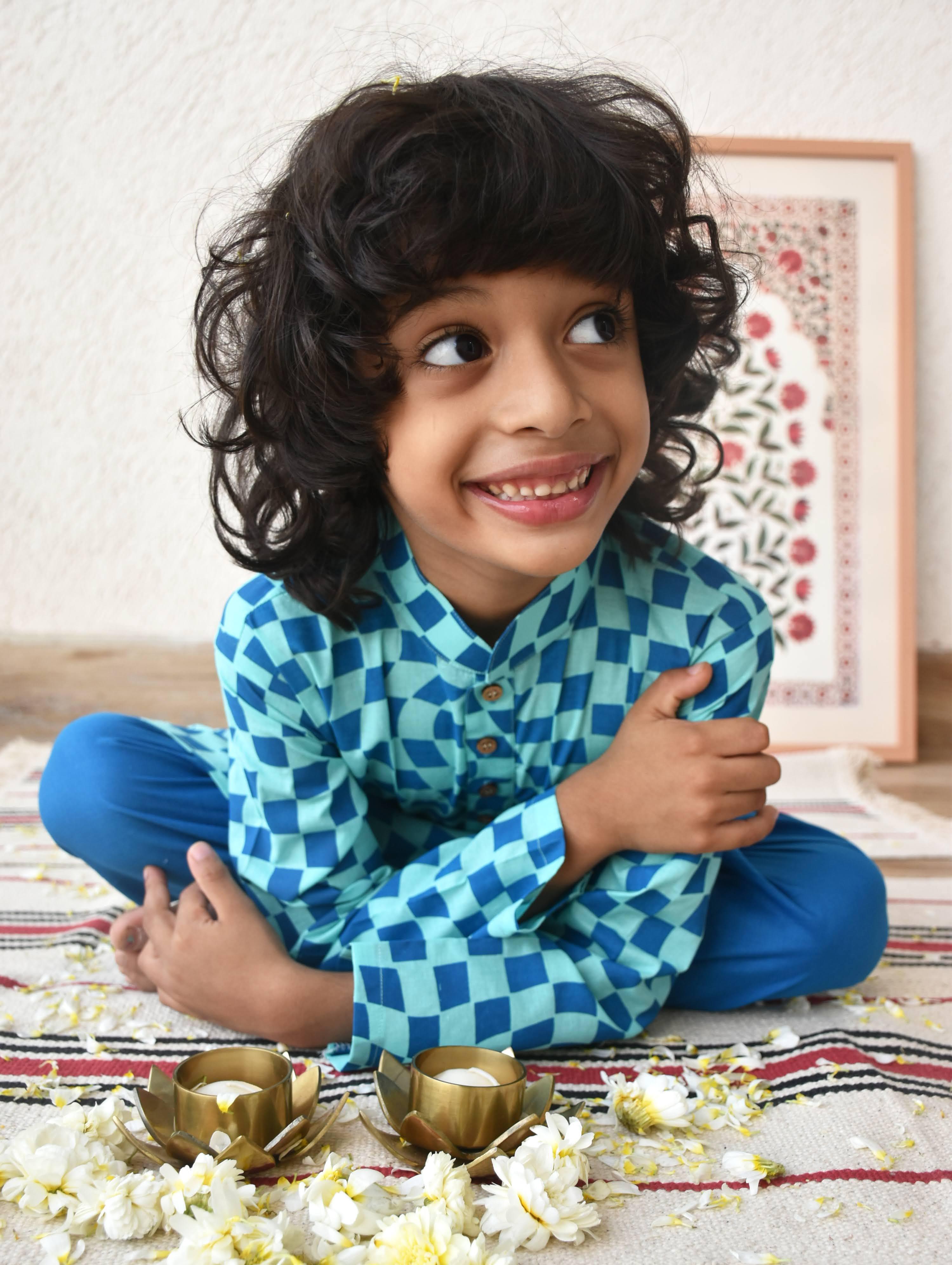 Tyohaar Boys Kurta- Nila - Totdot