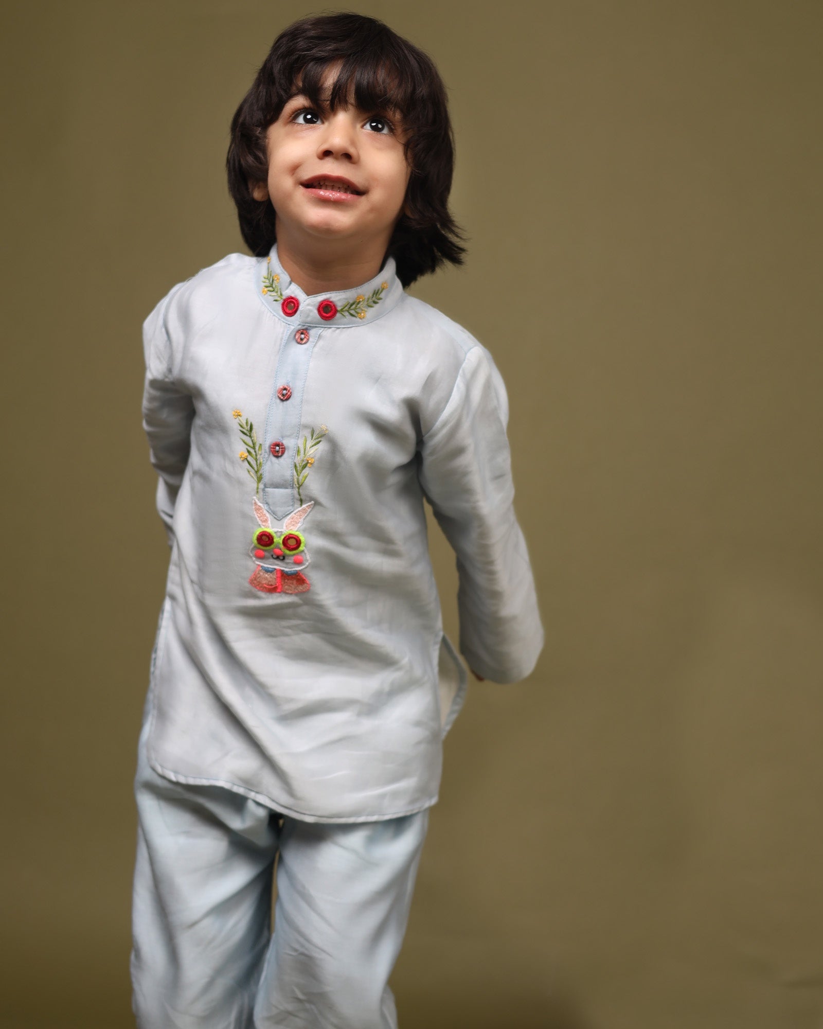 BABY BLUE BUN KURTA SET