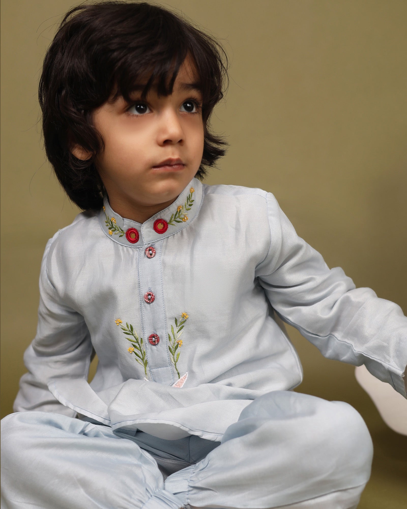 BABY BLUE BUN KURTA SET