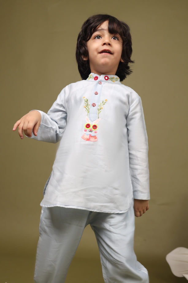 BABY BLUE BUN KURTA SET