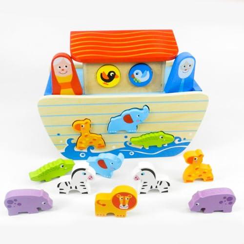 Wild Cruise Wooden Animal Ark Toy, Educational Animal Transport Ship, Noah's Ark Inspired Toy Set, Animal Adventure Wooden Toy, Imaginative Play Ark with Animals, Creative Animal Ship Playset - Totdot