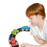 Wild Track - Tracks and Cars Wooden Toy 24 Tracks and 3 Cars for 1 to 7 Years Toddlers, Boys & Girls - Totdot