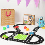 Wild Track - Tracks and Cars Wooden Toy 24 Tracks and 3 Cars for 1 to 7 Years Toddlers, Boys & Girls - Totdot