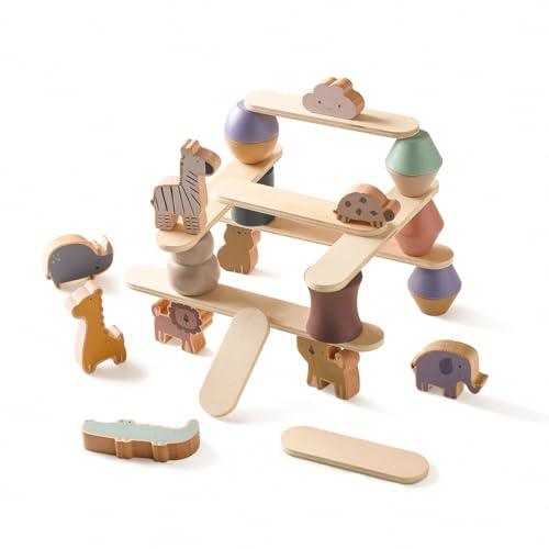 Wodden Zoo Tower | Balancing Activities Toy | Great Gift for Kids and Toddlers | Wooden animal stacking Toys - Totdot