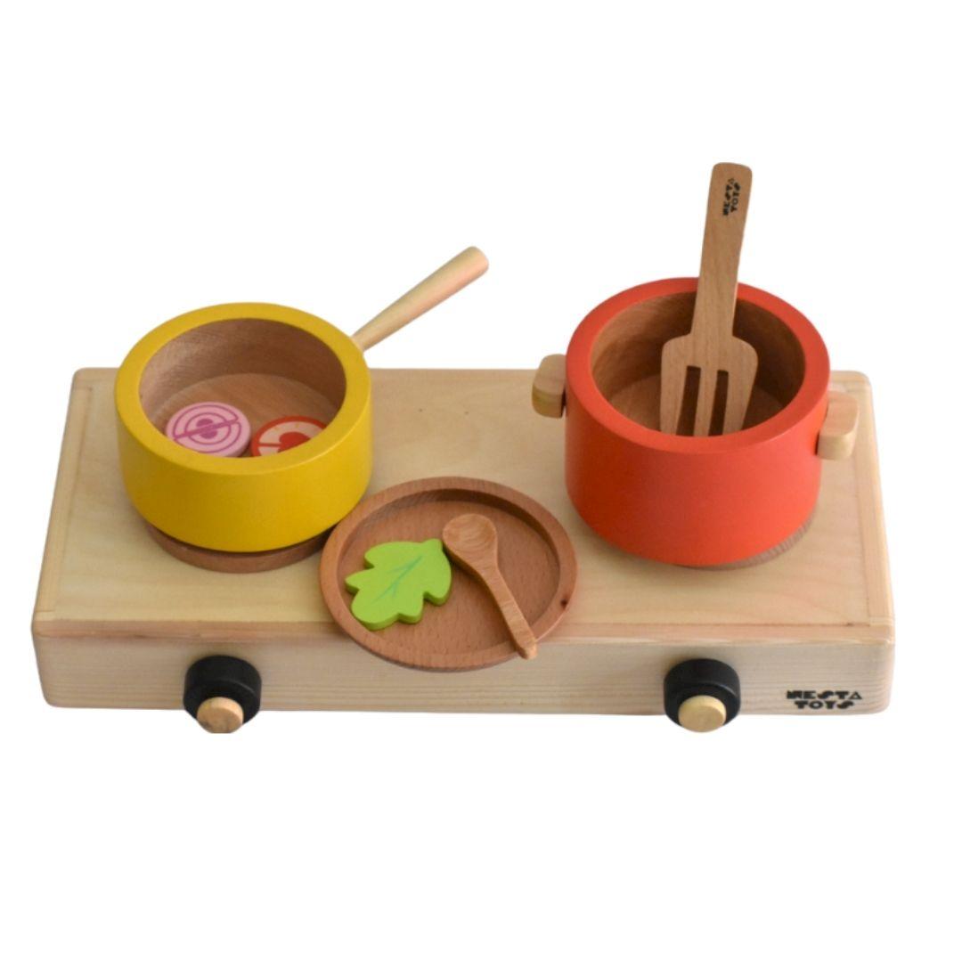 Wooden Gas Stove and Cooking Set (10 Pcs) - Totdot