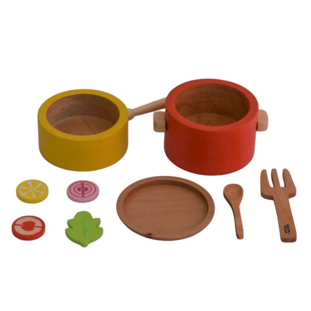 Wooden Gas Stove and Cooking Set (10 Pcs) - Totdot