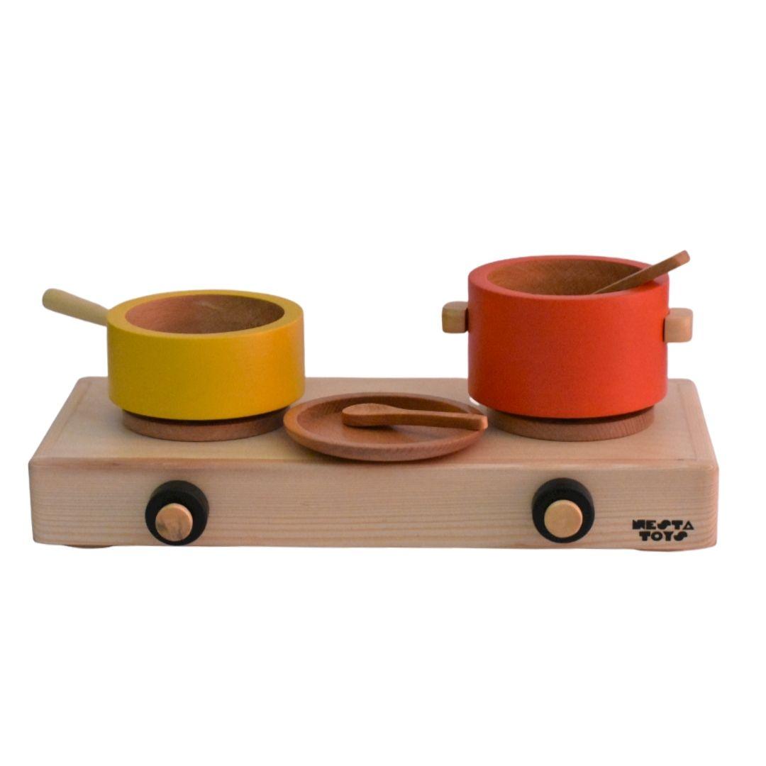 Wooden Gas Stove and Cooking Set (10 Pcs) - Totdot