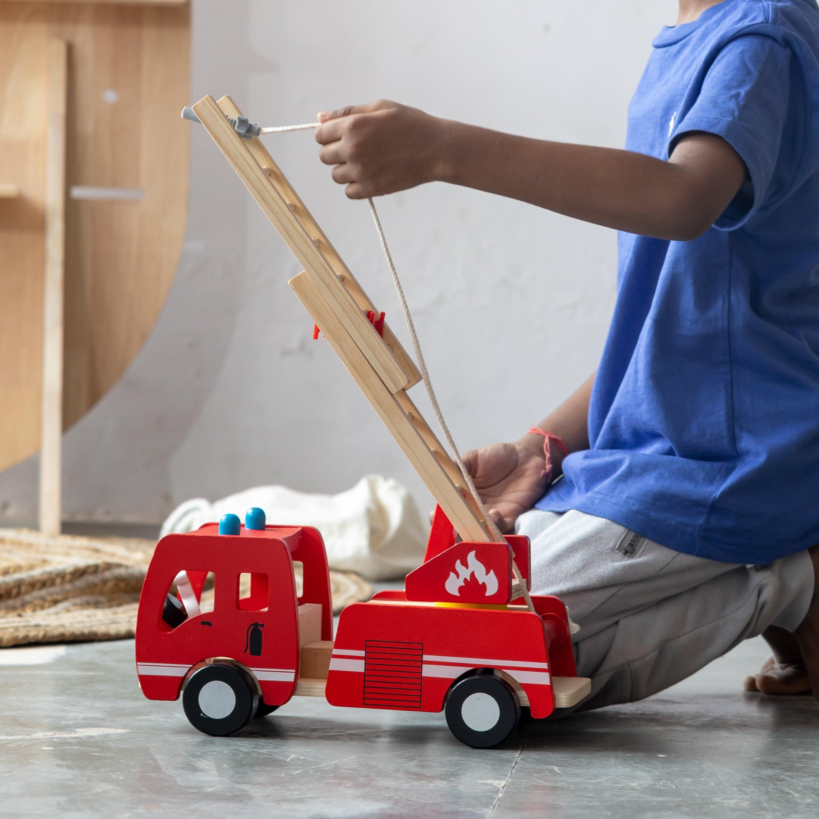 Wooden Marshall's Fire Truck | Vehicles Imagination Generation | For Children +12 Months | Red Firetruck - Totdot