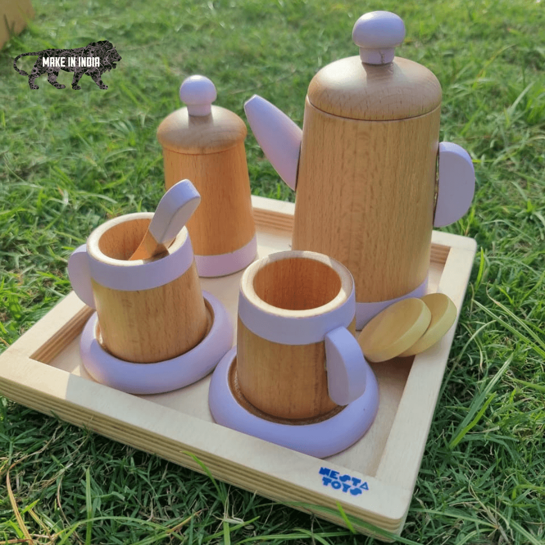 Wooden Tea Set | Kitchen Toys | Pretend Play Food Sets for Kids - Totdot