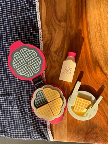 Wooden Waffle Maker - Sweet Treat Toddler & Kids Pretend Play Cooking Toy Set | Imagination and Creativity for 1 Year + (Pink Color) - Totdot