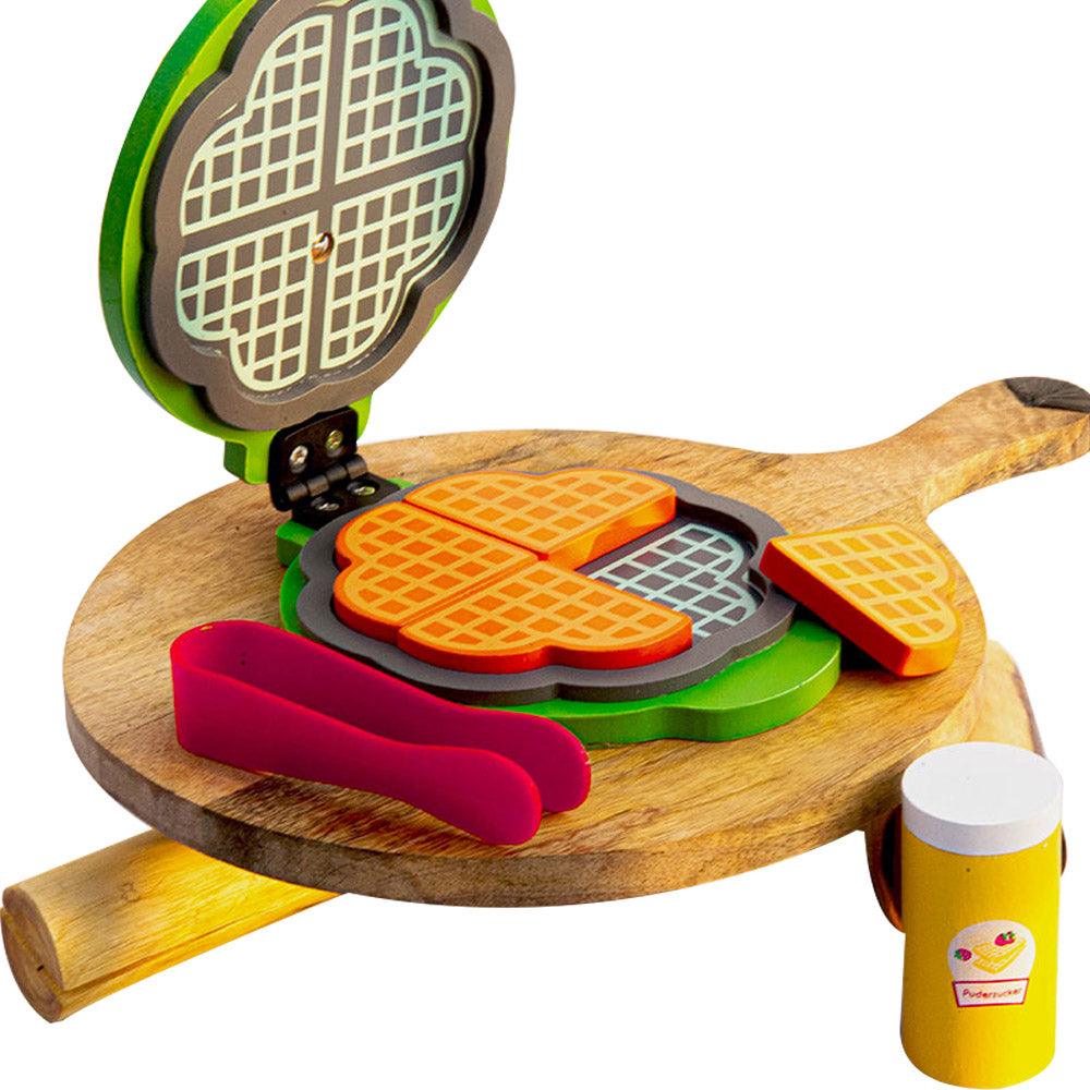 Wooden Waffle Maker Toddler & Kids Pretend Play Cooking Toy Set ( 1 Years + ) Imagination and Creativity - Totdot