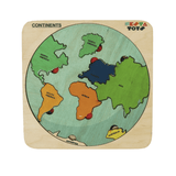 World Map with Continents & Earth Core | Geography Puzzles for Kids | Montessori Wooden Puzzle - Totdot