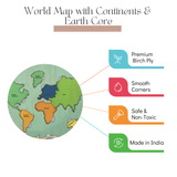 World Map with Continents & Earth Core | Geography Puzzles for Kids | Montessori Wooden Puzzle - Totdot