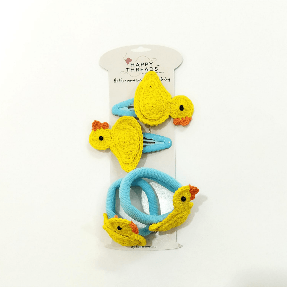 Yellow Duck Clip and Hair Tie set - Totdot