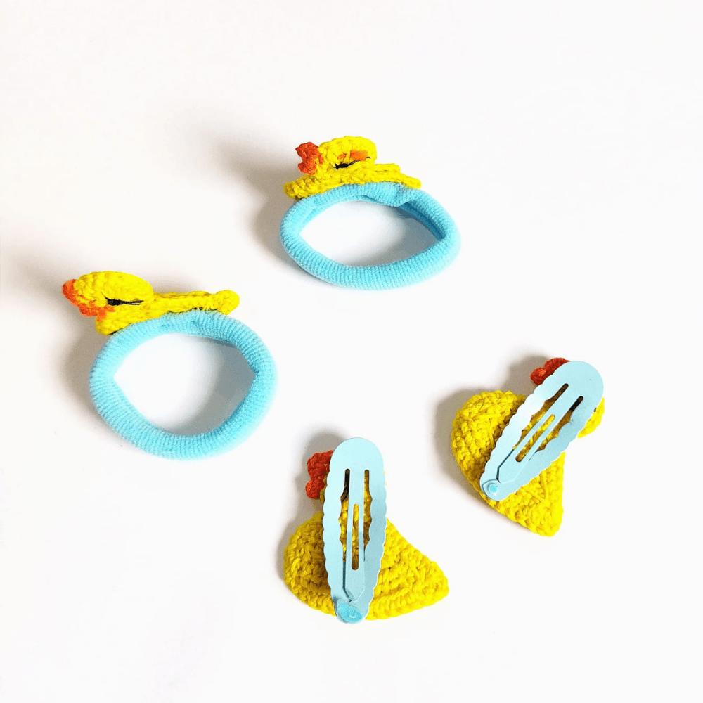 Yellow Duck Clip and Hair Tie set - Totdot