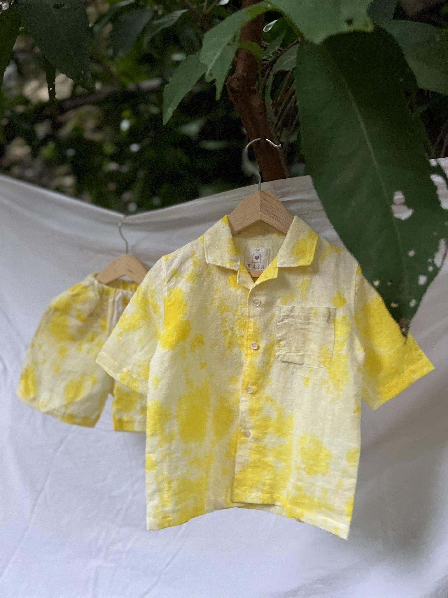 YELLOW TIE DYE CO-RD SET - SET OF 2 - Totdot