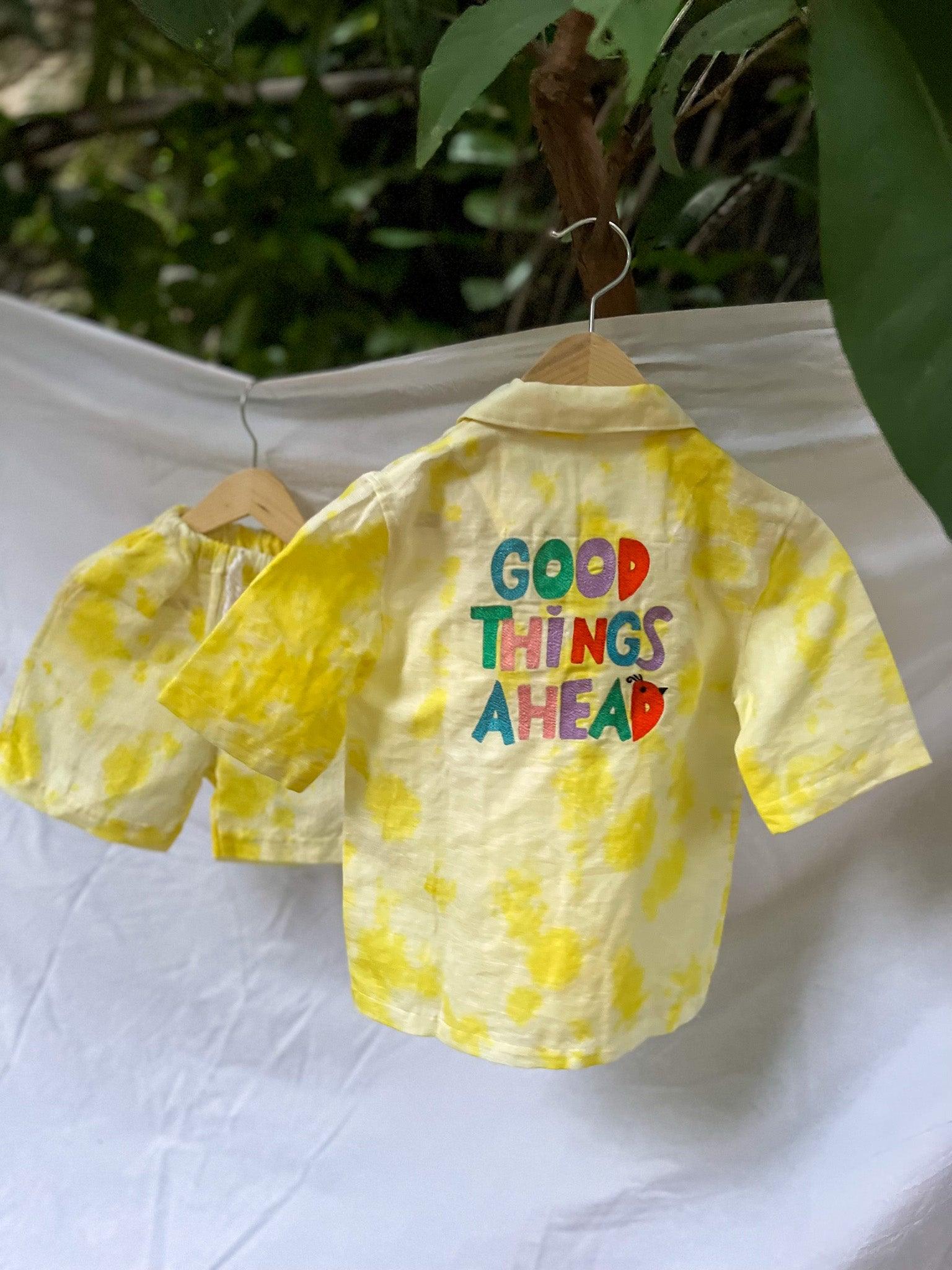 YELLOW TIE DYE CO-RD SET - SET OF 2 - Totdot