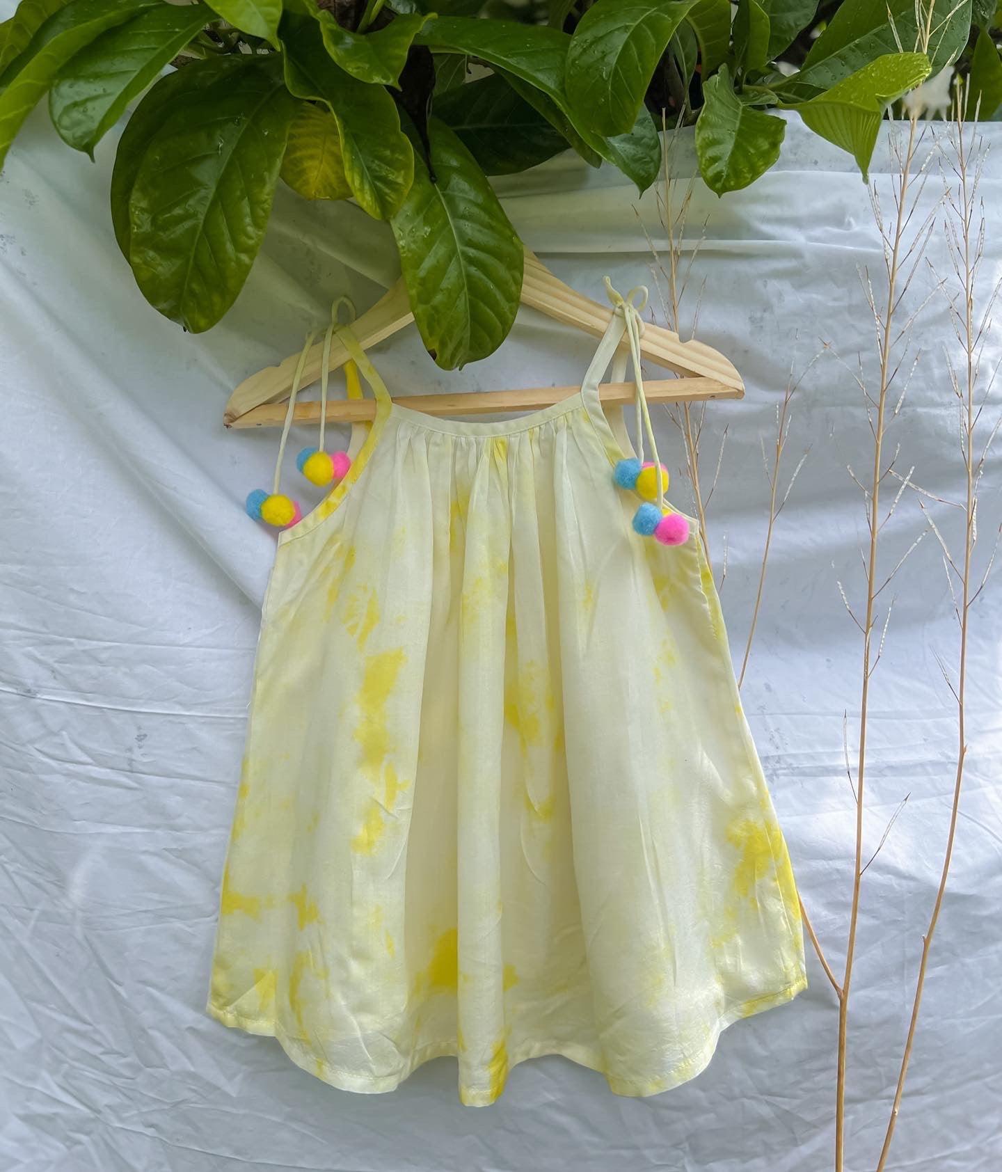 YELLOW TIE DYE SLIP DRESS - Totdot