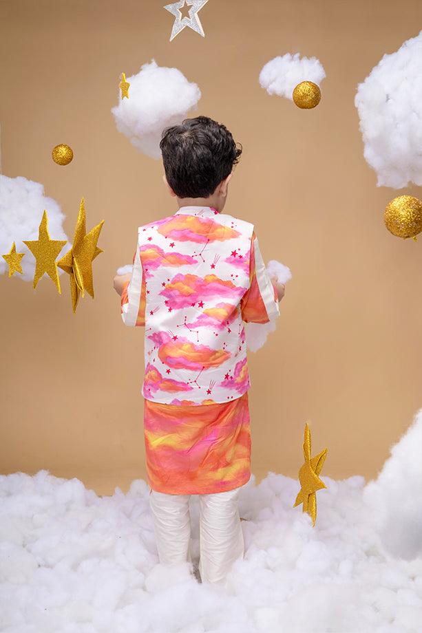 You Are My Sunshine Off-White Bandi Kurta and Off-White Pants Set for Boys - Totdot