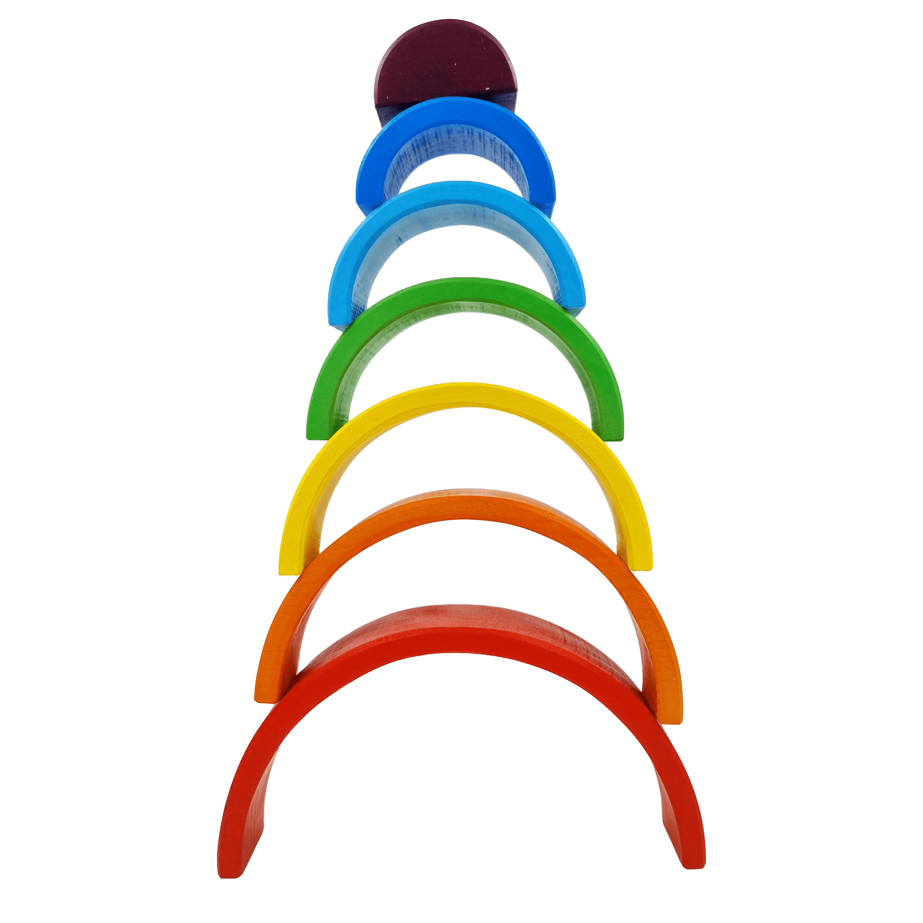 7 piece Rainbow Stacker Fun Wooden Stacking and Plugging Toy for Toddlers - Totdot