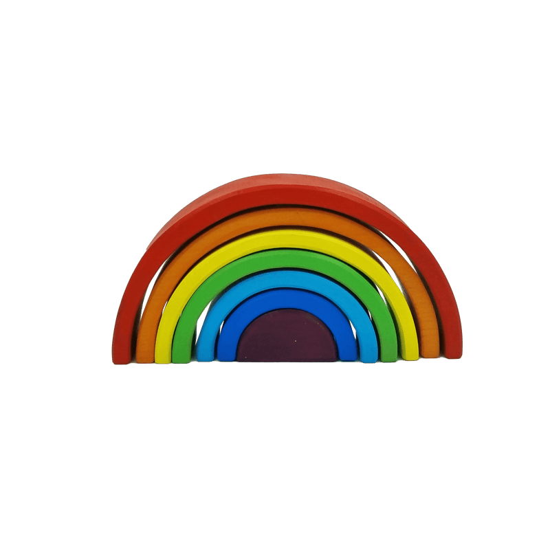 7 piece Rainbow Stacker Fun Wooden Stacking and Plugging Toy for Toddlers - Totdot