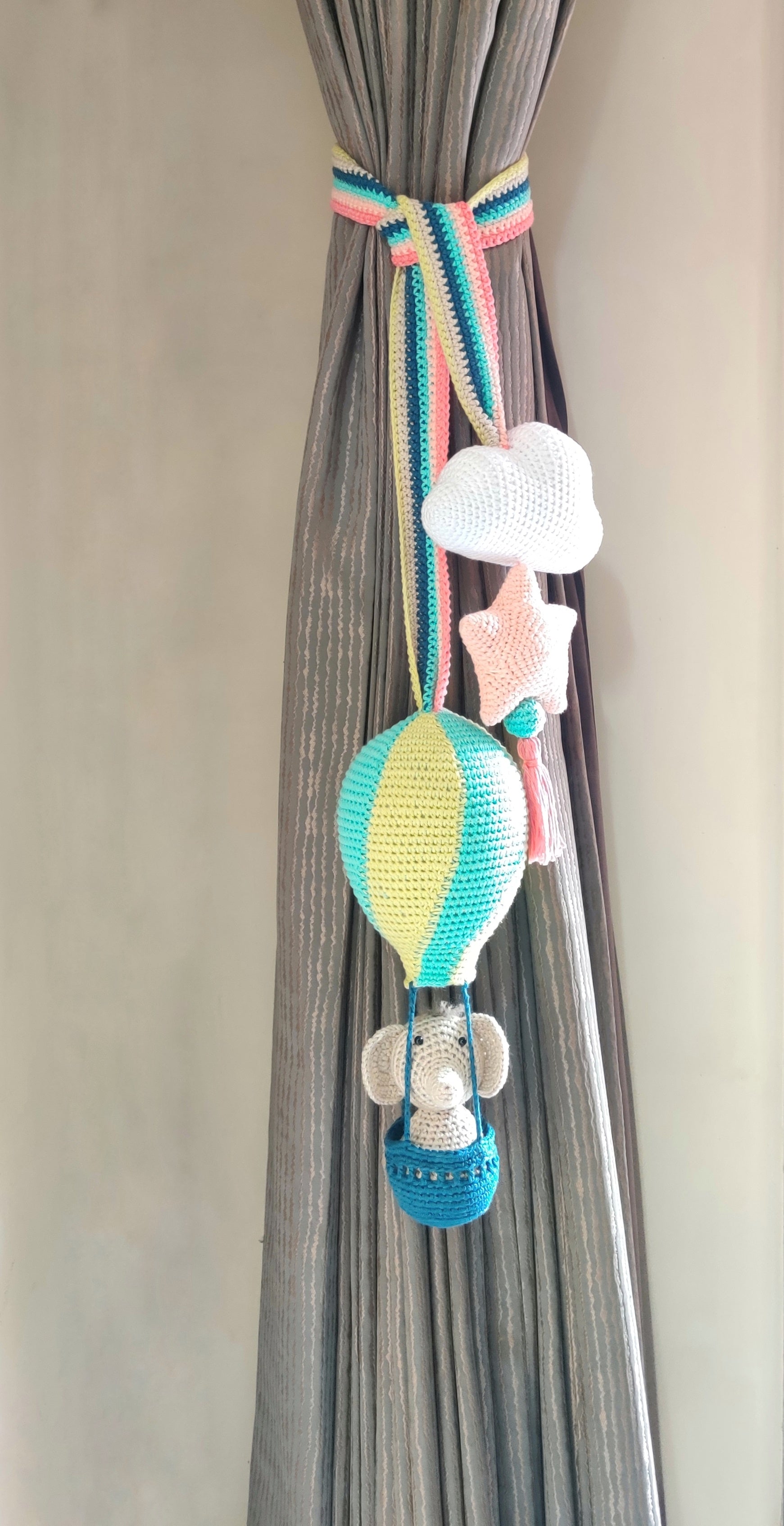 Hot Air Ballon Curtain Tie / Crochet Toy Haute By Hand