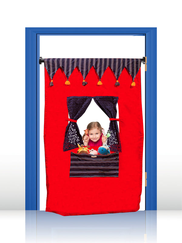 Puppet Theatre Door Curtain - The Circus Theme (Blue & Red)