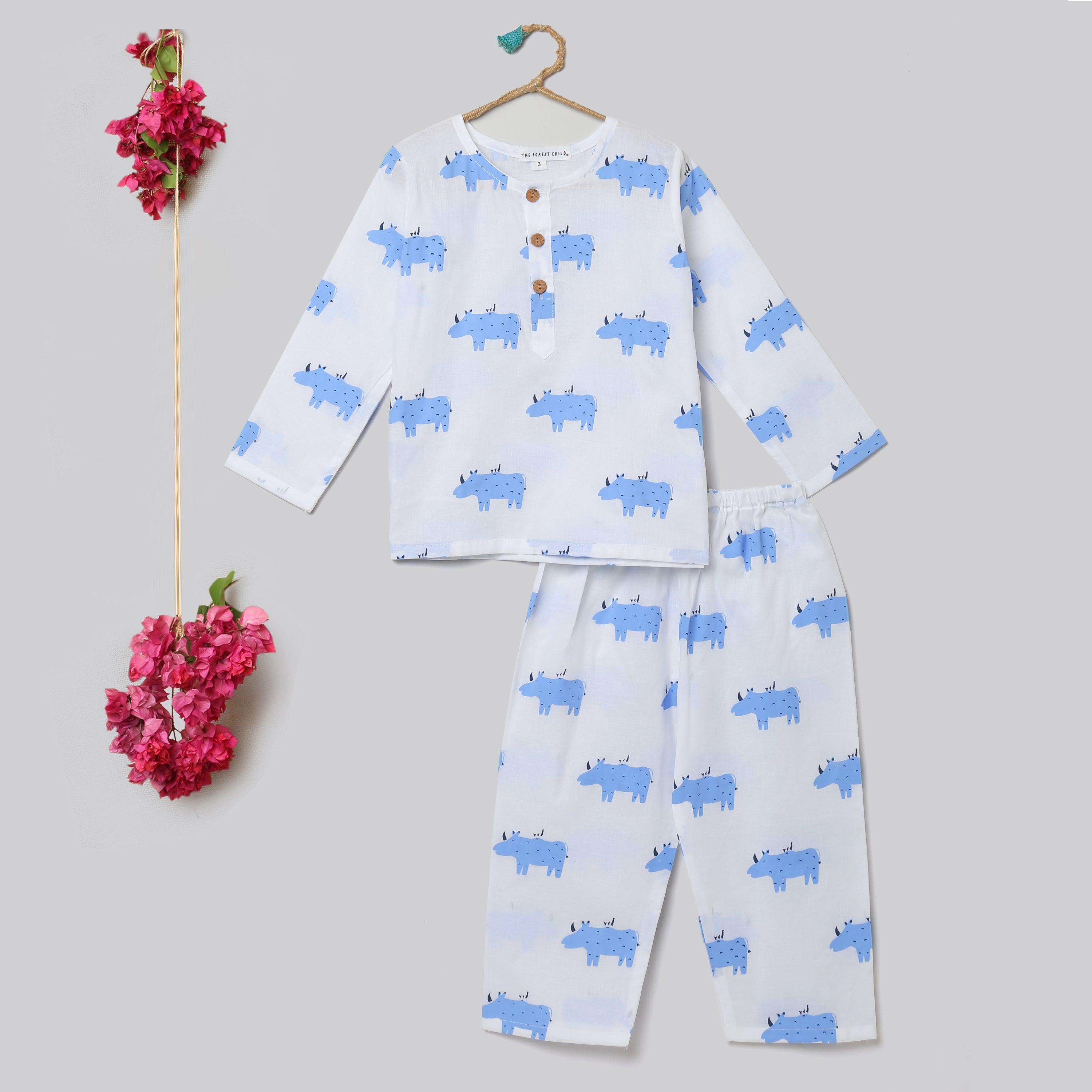 A Crash of Rhinoceros Kurta Pyjama Set - Totdot