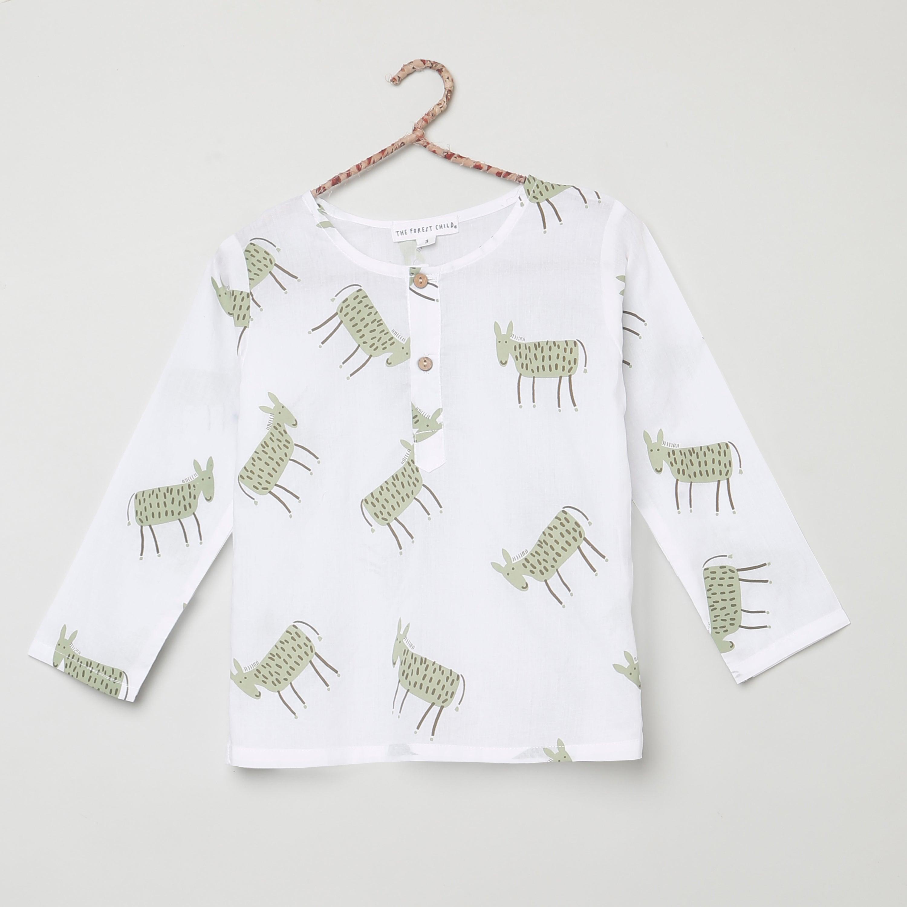 A Pace of Wild Asses' - Unisex Kurta Pyjama Set for Kids - Totdot