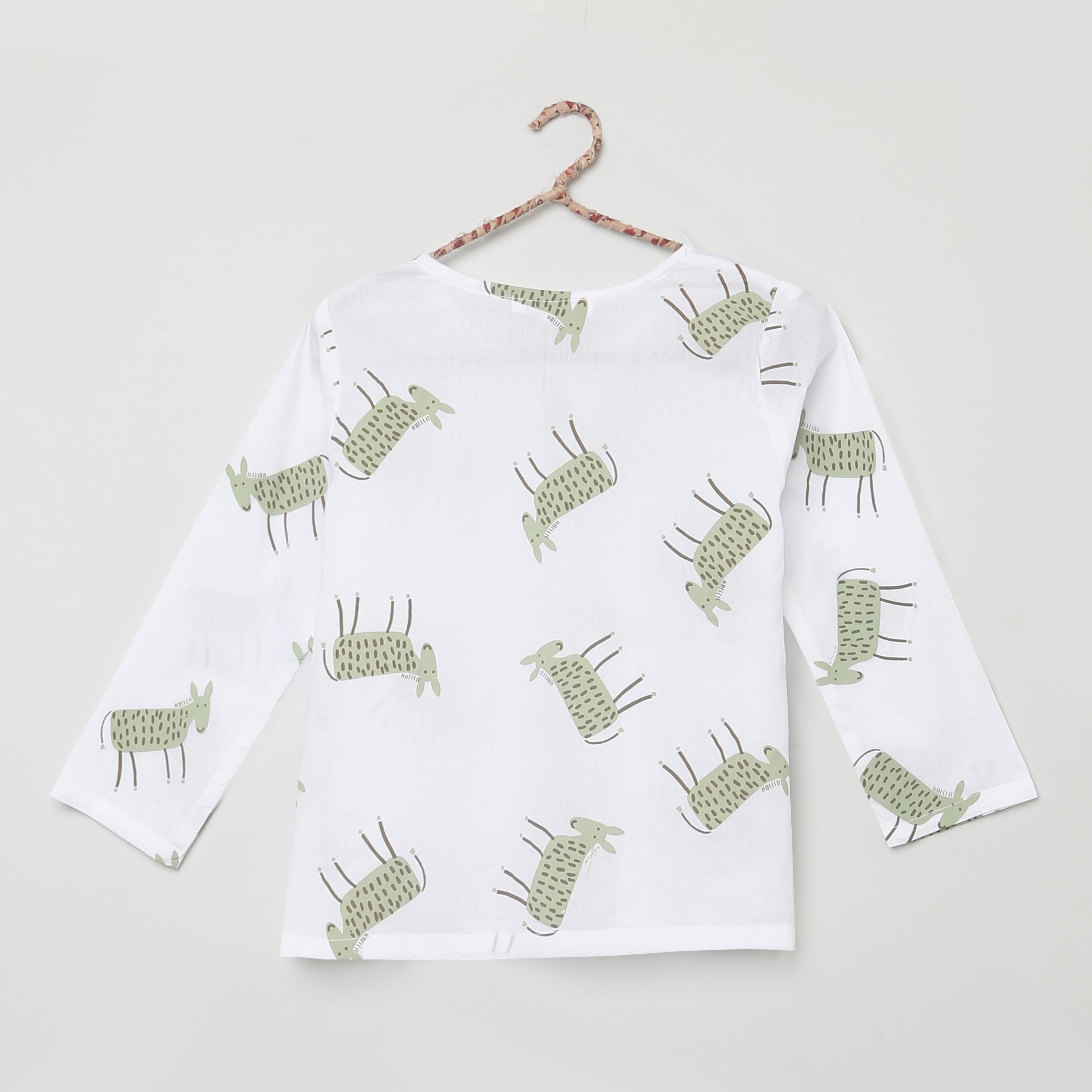 A Pace of Wild Asses' - Unisex Kurta Pyjama Set for Kids - Totdot