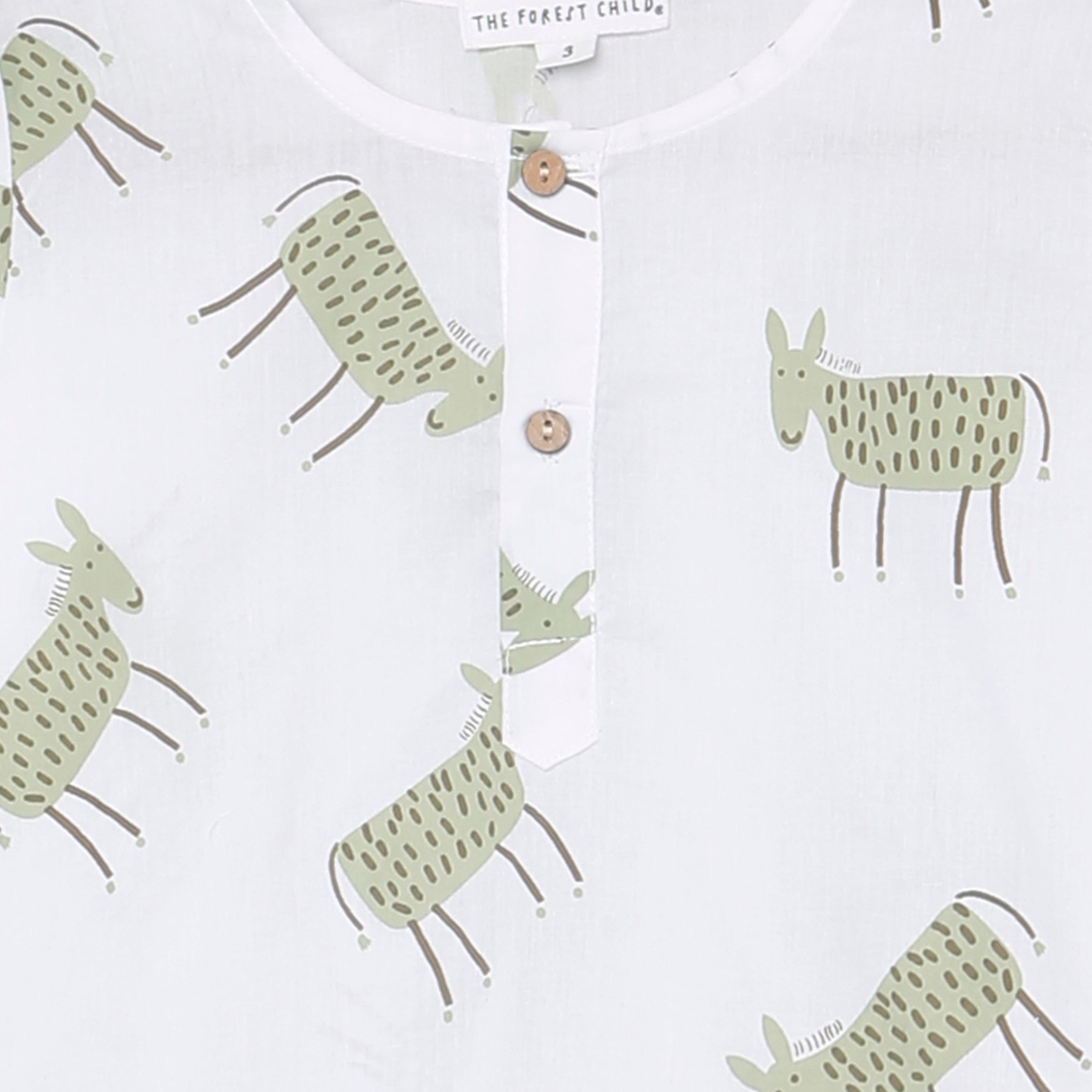 A Pace of Wild Asses' - Unisex Kurta Pyjama Set for Kids - Totdot