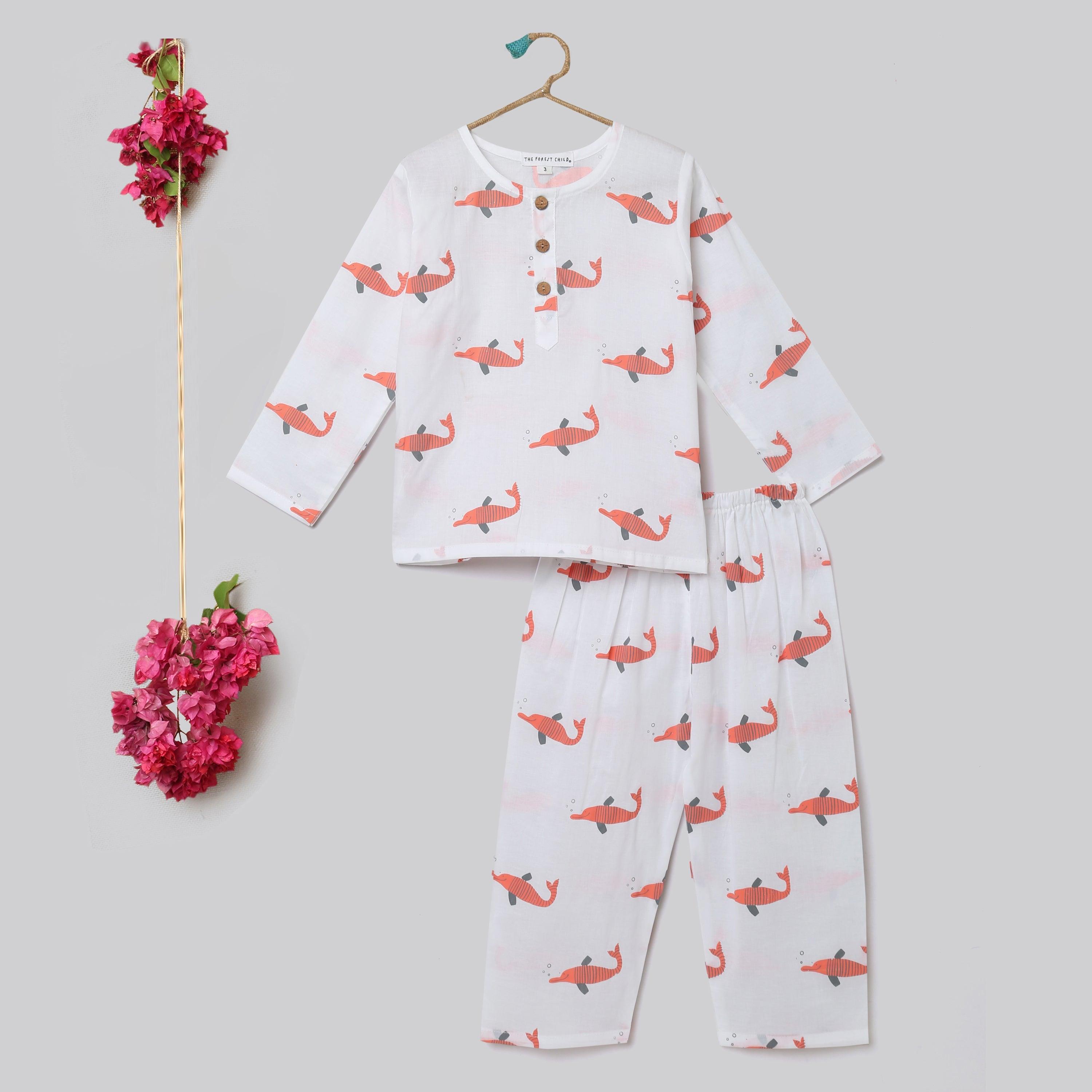 A Pod of Dolphins Kurta Pyjama Set - Totdot