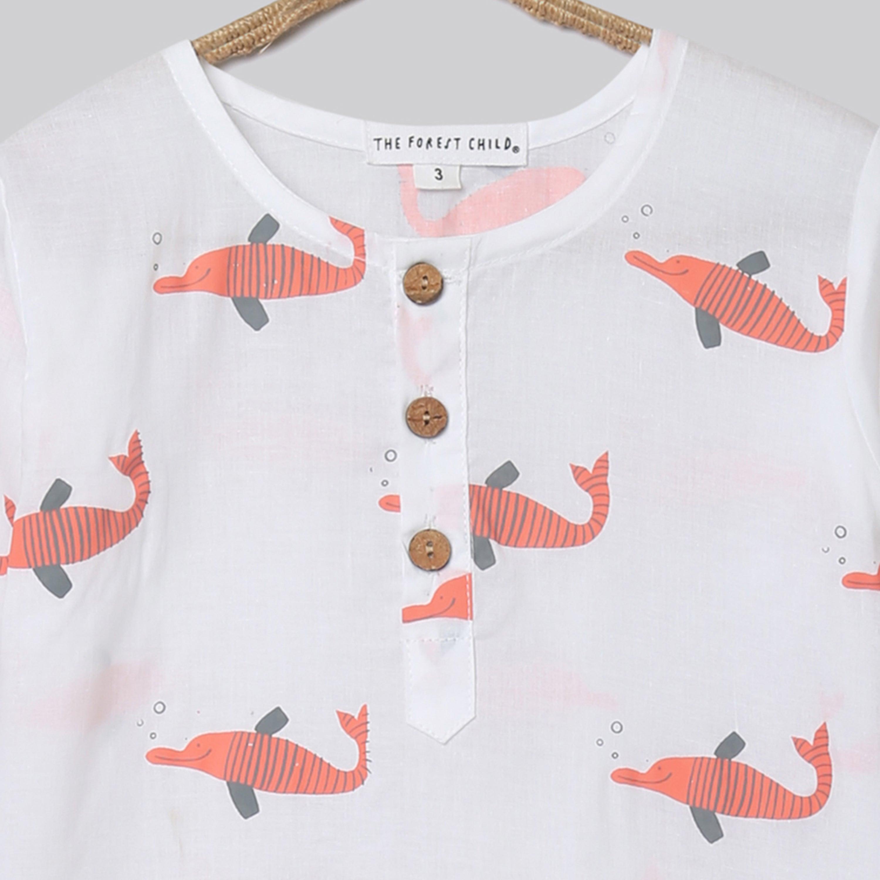 A Pod of Dolphins Kurta Pyjama Set - Totdot