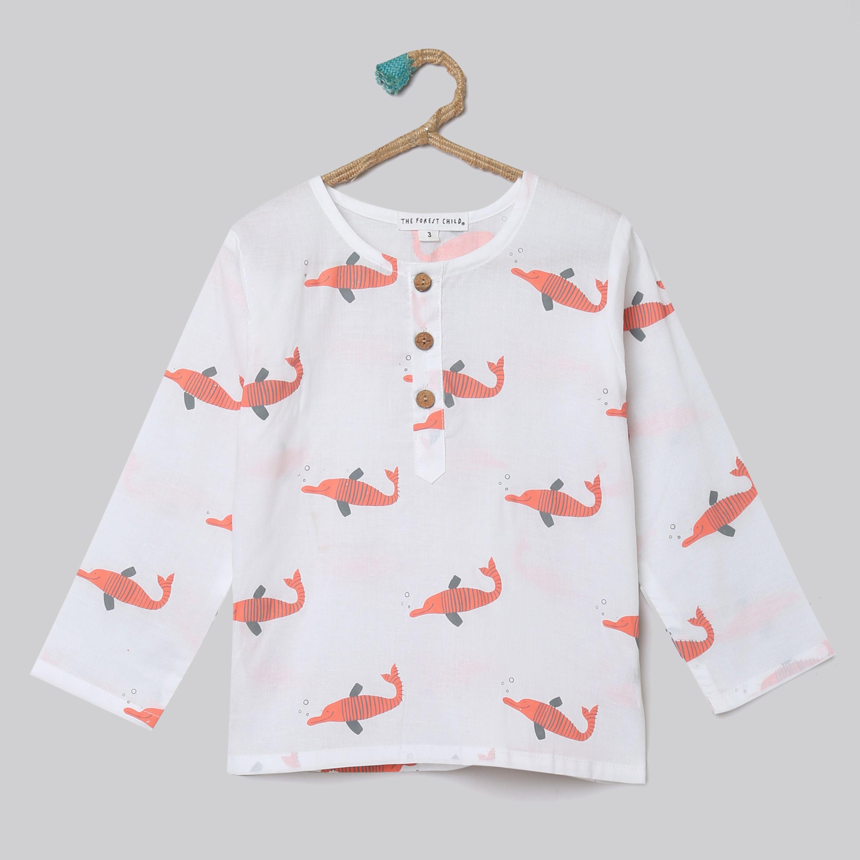 A Pod of Dolphins Kurta Pyjama Set - Totdot