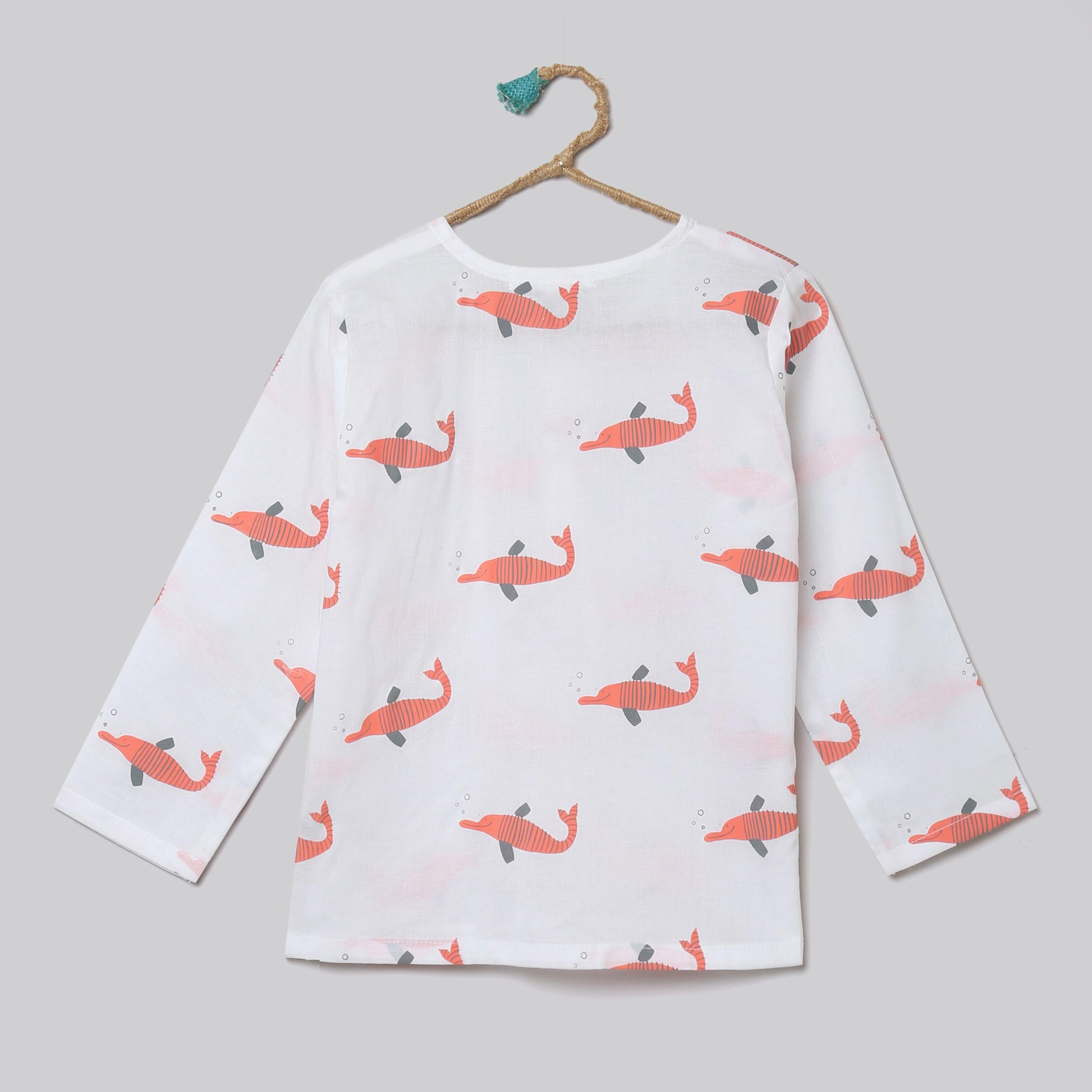 A Pod of Dolphins Kurta Pyjama Set - Totdot