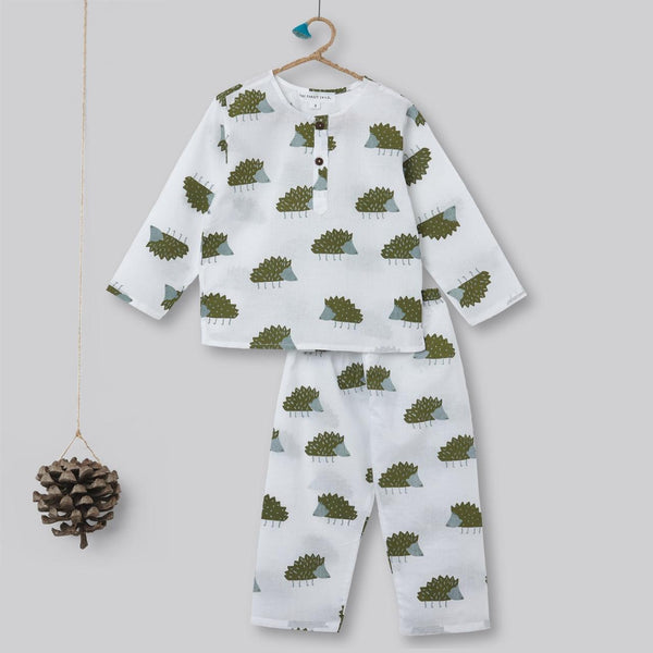 A Prickle of Hedgehogs' - Unisex Kurta Pyjama Set for Kids - Totdot