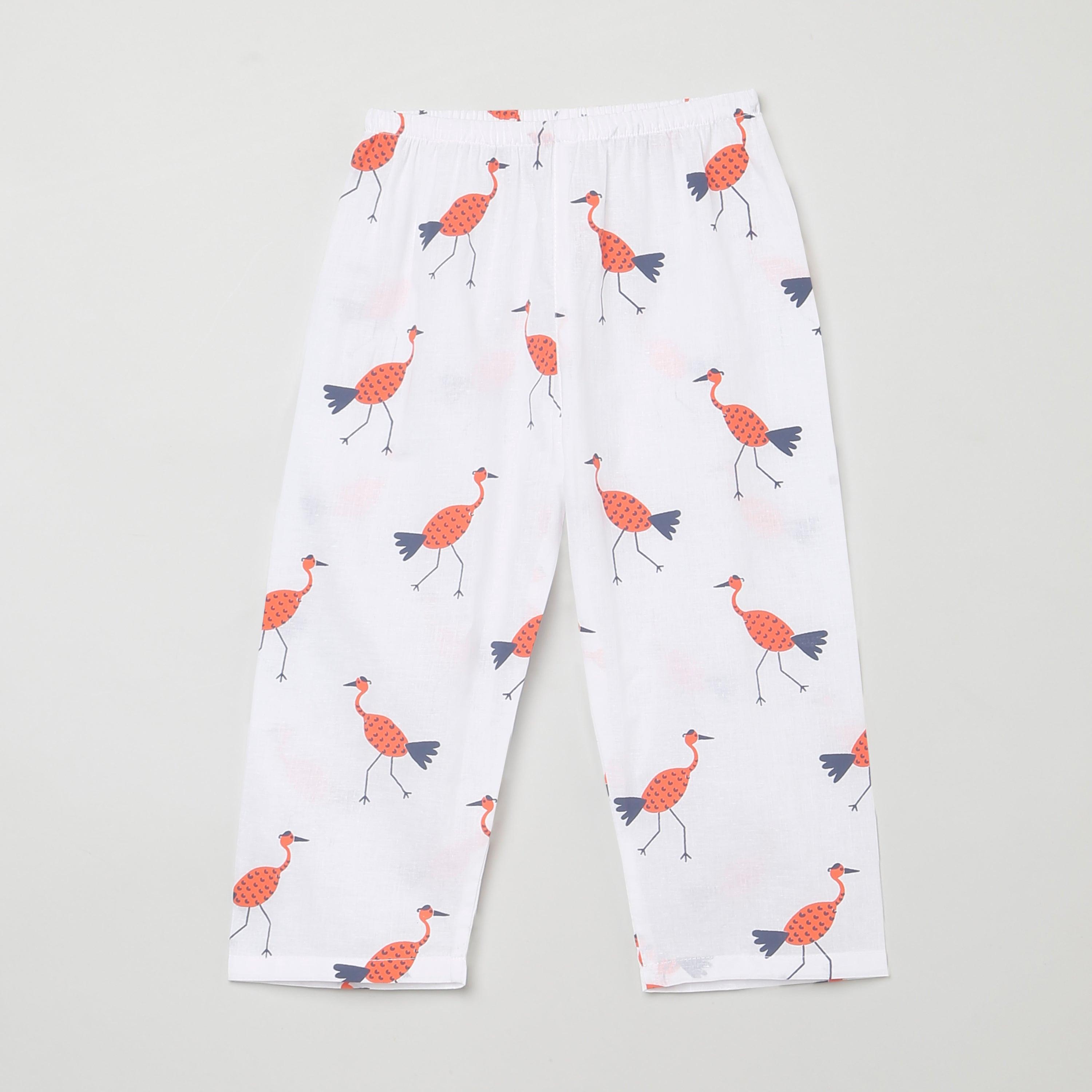 A Siege of Cranes' - Unisex Kurta Pyjama Set for Kids - Totdot