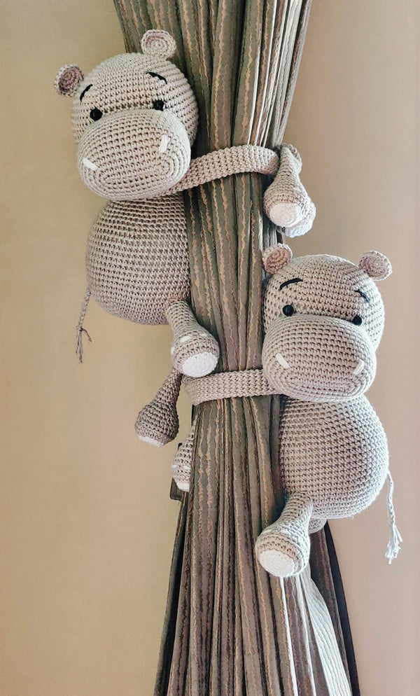 Animal - Hippo Curtain Tie/Crochet Toy - Totdot