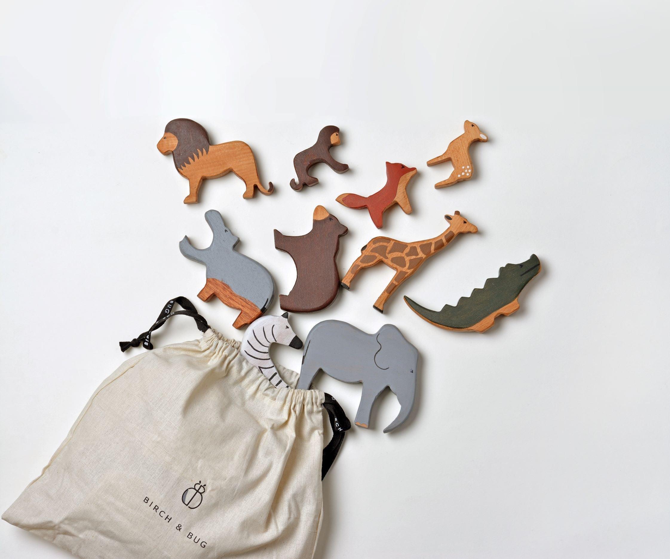 Birch Wild Animals Set Of 12 - Totdot