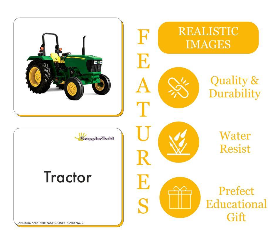 Construction Tools And Vehicles Flash Cards - Totdot