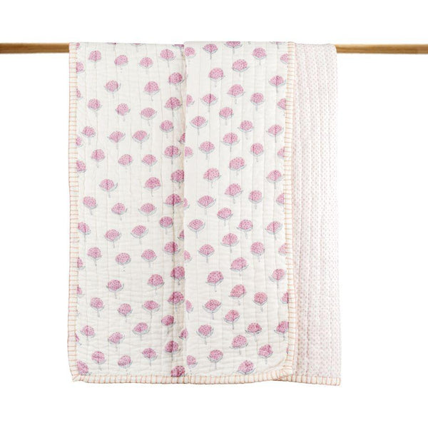 Cotton Cheer Pink Bud Reversible Mulmul Quilt | Hand-Block Printed - Totdot
