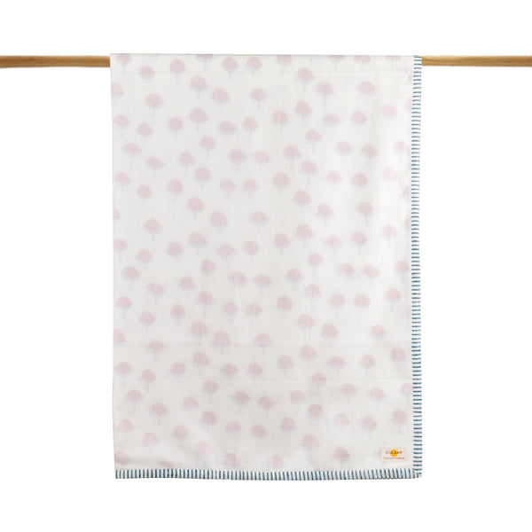 Cotton Cheer Pink Mulmul Muslin Dohar | Hand-Block Printed - Totdot