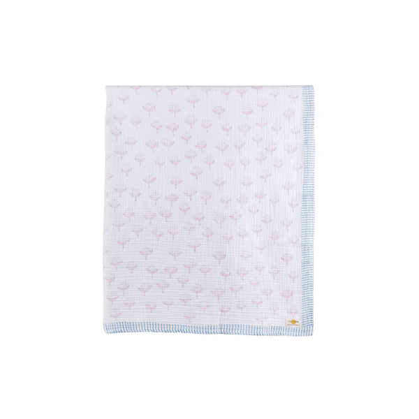 Cotton Cheer Pink Organic Muslin Swaddle (Hand-Block Printed) - Totdot